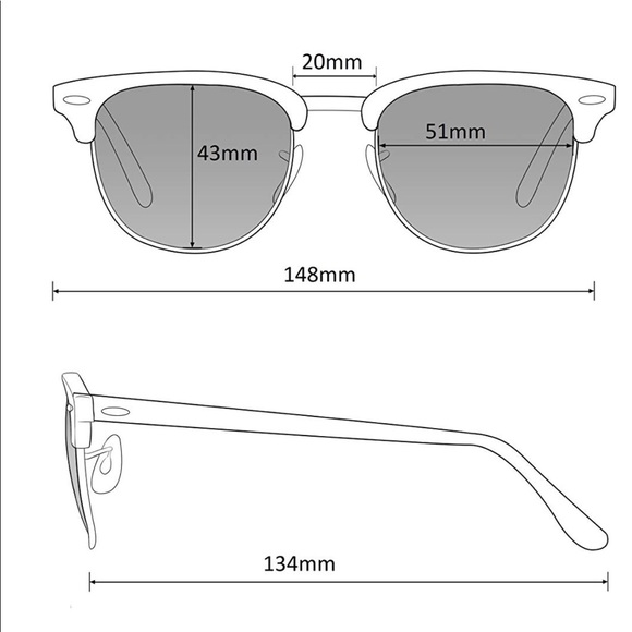 Clubmaster Sunglasses Black Frame Lens Polarized - Picture 4 of 5
